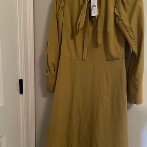 Ann Taylor Mustard Tie-Neck Blouse